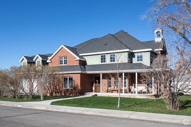 Colonial style homes are common in the Evergreen neighborhood.