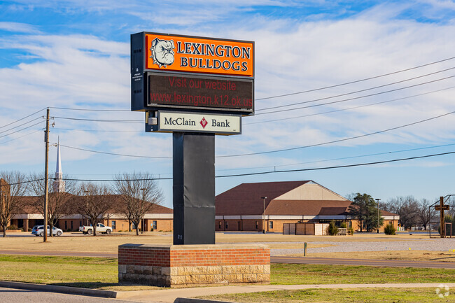 Close up shot of the signage of Lexington High School.