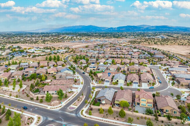 Las Soleras on Santa Fe’s south side with the Sange de Cristo Mountains in the distance.