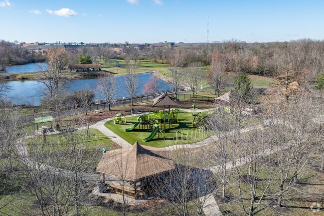 Pine Hill Lakes Park in Mason features a playground by two small lakes.
