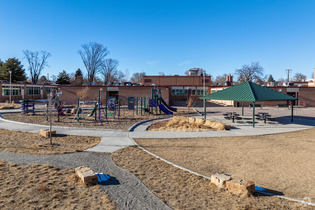 The large play area at The Studio School in Northglenn, Colorado.
