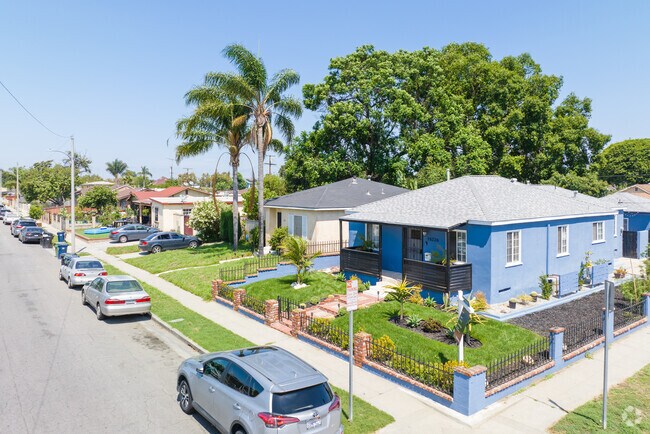East Compton bungalows boasts colorful pallets and manicured lawns.