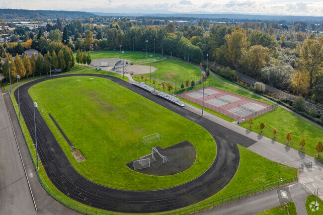 Columbia Junior High School has a well-maintained athletic field.