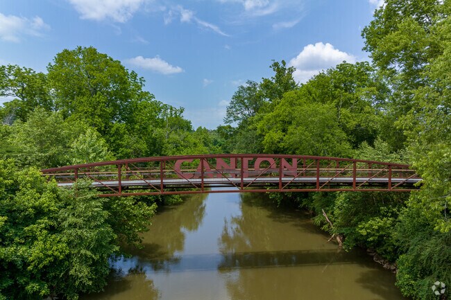 The Etowah River flows west-southwest through Canton and soon forms Lake Allatoona.