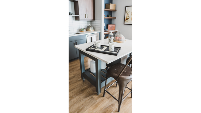 Moveable island with pull up bar seating