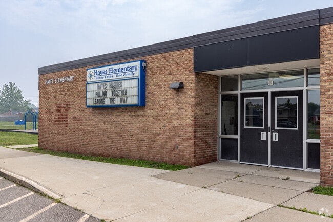 Hayes Elementary School's rear entrance in the city of Westland.