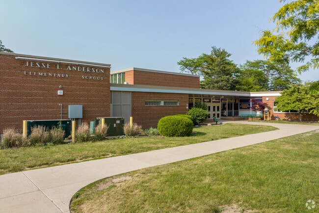 Anderson Elementary School building entrance in the city of Trenton.
