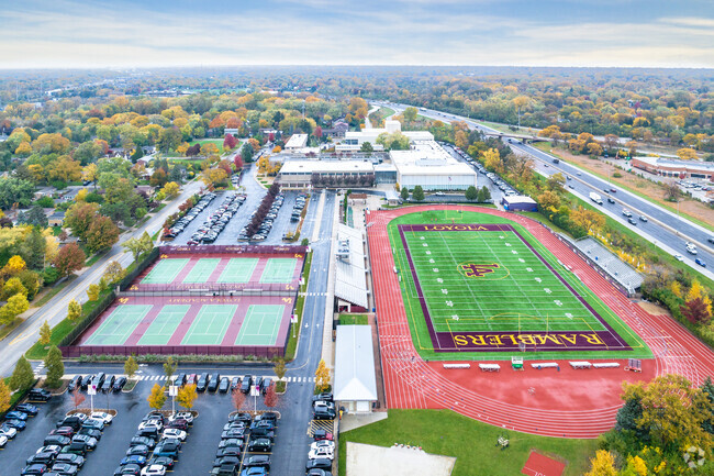Loyola Academy has a variety of sports fields and tennis courts on their campus.