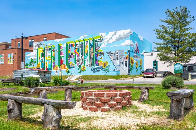 Bellevue Community Center just a few blocks from Village at Fox Point has community gardens and spaces for classes and community gatherings.