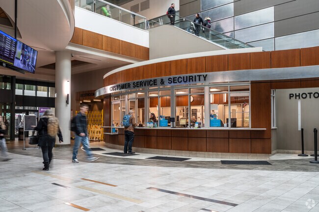 The train and bus station is located a few minutes from the bus plaza.