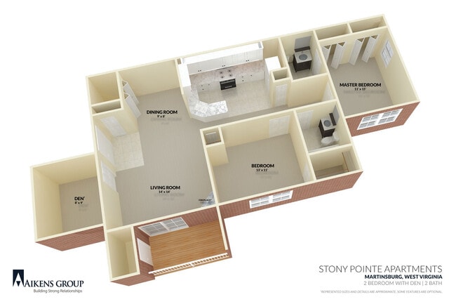2 Bedroom, 2 Bath w/ Den