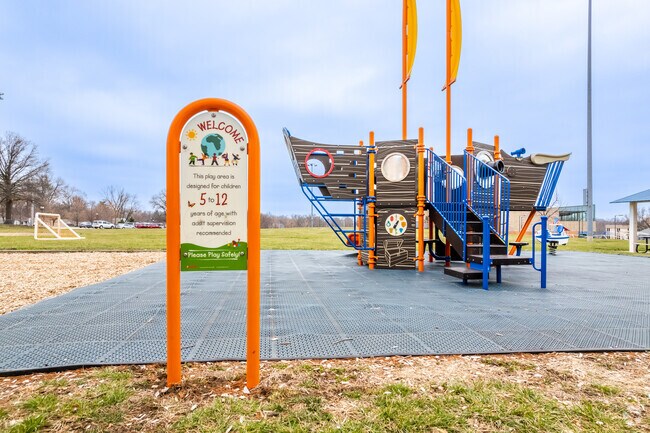 The kids can climb the pirate ship at Central Park Playground in Gladstone.