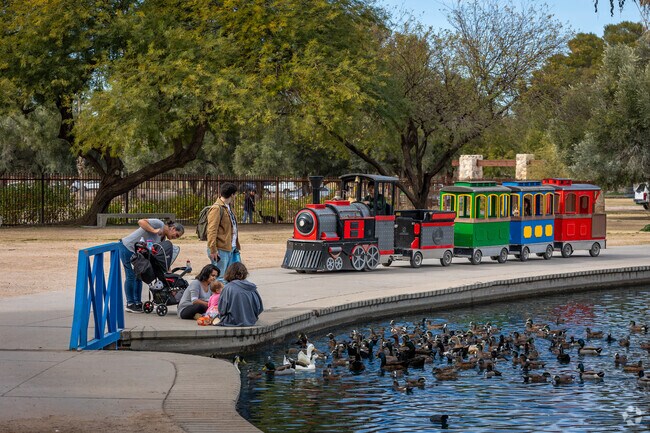 Hop on board the train and then feed the ducks at Reid Park in Tucson.