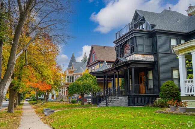 Renovated Victorian homes stand along Weigent-Hogan's neighborhood streets.