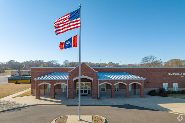The flags are flying high at Magnolia Heights School in Senatobia.