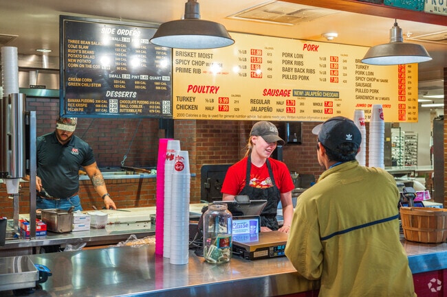 Nava Ade residents can enjoy a delicious lunch or dinner at the popular Rudy's BBQ.