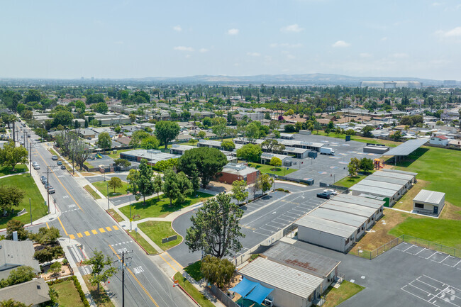 An elevated look at Benjamin F. Beswick Elementary School located in Tustin.