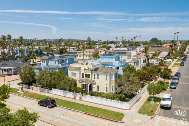 Homes with rooftop decks take advantage of coastal views in Pacific Beach.