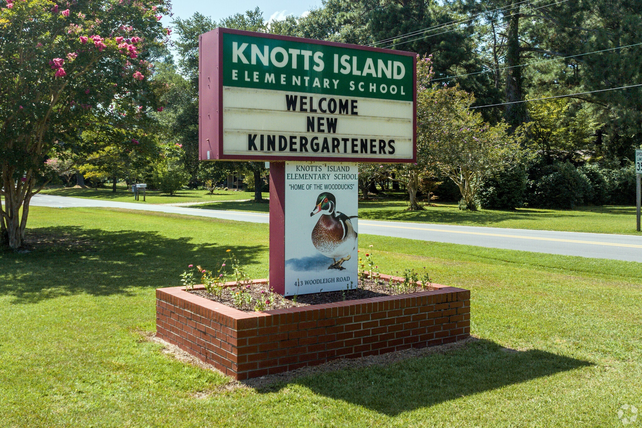 The elementary school sign in the Knotts Island neighborhood of North Carolina.
