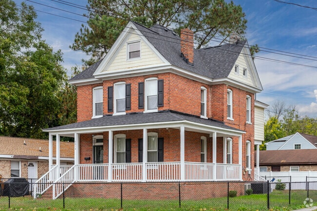 Many of Ballentine Place's historic homes have wrap around porches.