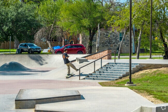Park West features a variety of ramps and rails for skaters of all skill levels in Seguin.