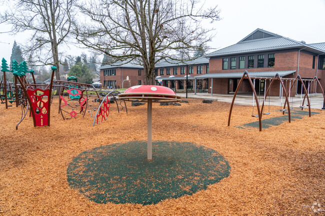 Edison Elementary School has a playground for students to play on in Eugene, Oregon.