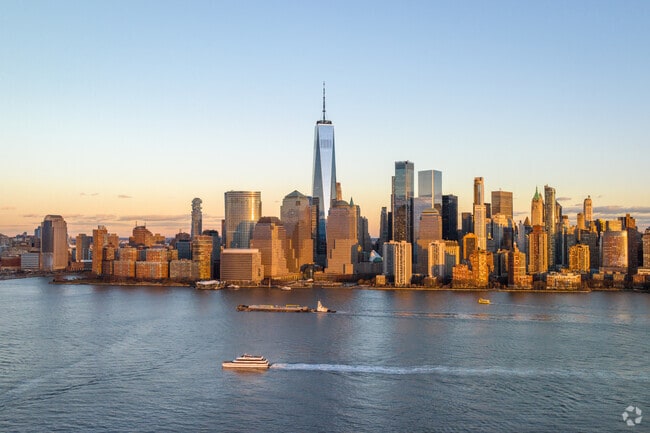The Jersey City Waterfront's exceptional view of lower Manhattan, NY.