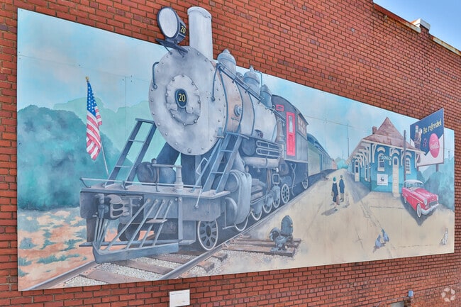 Seneca started out as a railroad town, as depicted in the mural downtown.