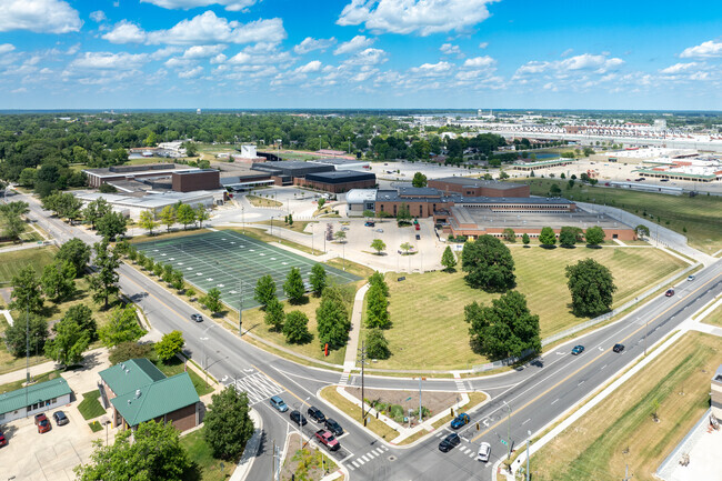 Jefferson High School shares space with the middle school next door.