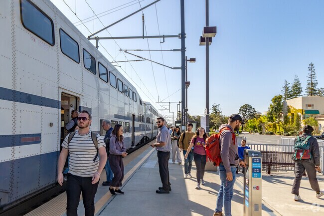 Duveneck-St Francis residents can hop on the Caltrain at the nearby California Avenue station.