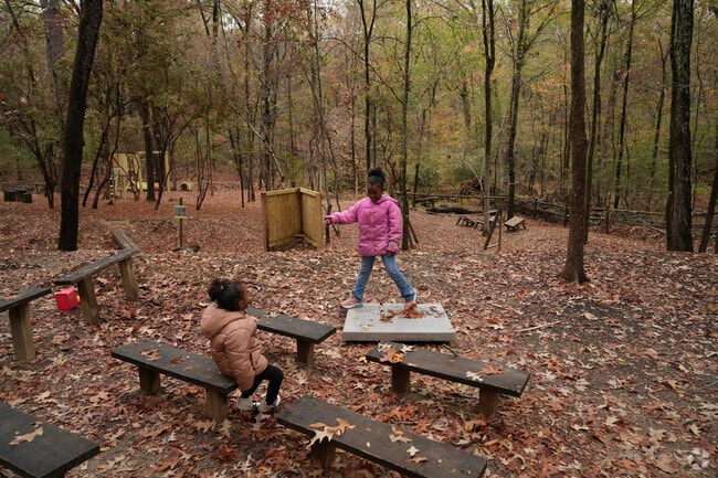 At Clinton Community Nature Center, children can enjoy playing in the nature play forest.