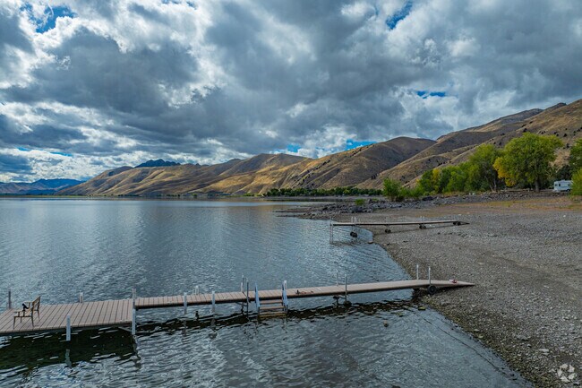 Fishermen cast lines from the dock or launch boats at Topaz Lake.