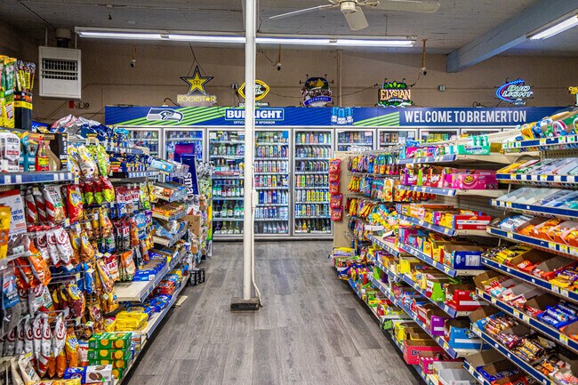 R & H Market sells convenience items at the Kitsap Way-Marine Drive intersection.