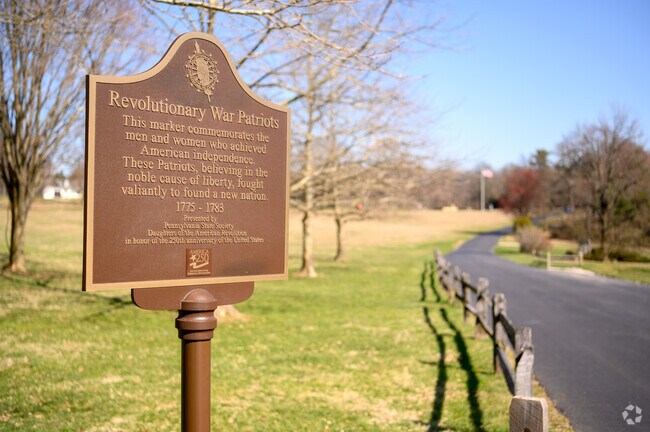 There are many plaques at the Paoli Memorial Grounds and Battlefield Historic Park.