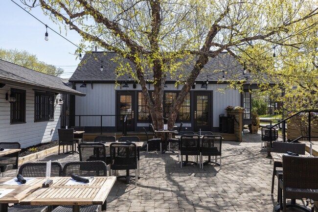 Outdoor dining patio at the Birch, Terrace Park's only restaurant.