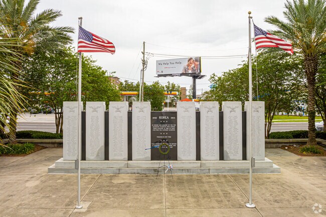 A Korean War Memorial stands on Veterans Memorial Blvd in New Metairie North.