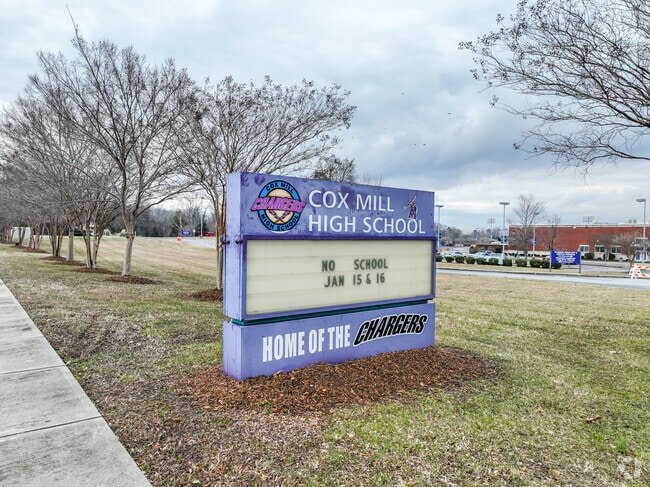 The information board at Cox Mill High School keeps parents updated.
