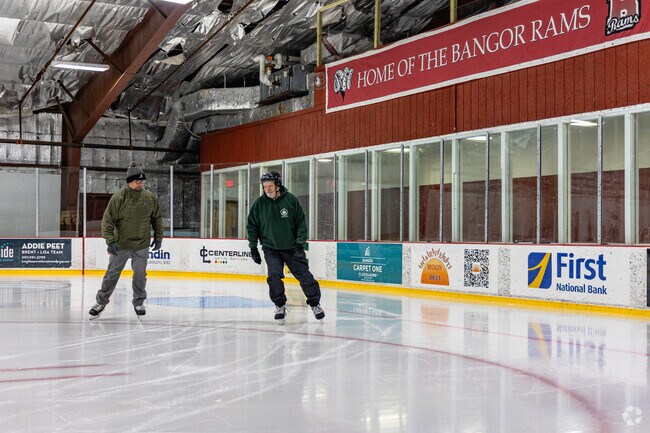 Skaters enjoy the ice at Sawyer Arena, home of the Bangor Rams hockey team.