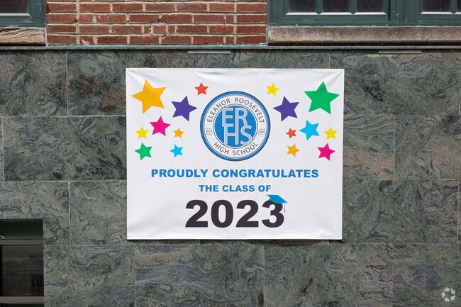A pillar of education: Eleanor Roosevelt High School in Lenox Hill.