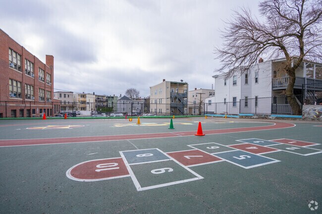Curtis Guild Elementary in Harbor View-Orient Heights has two schoolyards.
