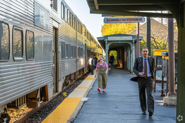 The Central Street Metra takes commuters Downtown Chicago in under an hour.