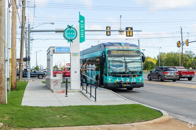 Take the Aero by Tulsa Transit from North Ridge to the greater Tulsa metro area.