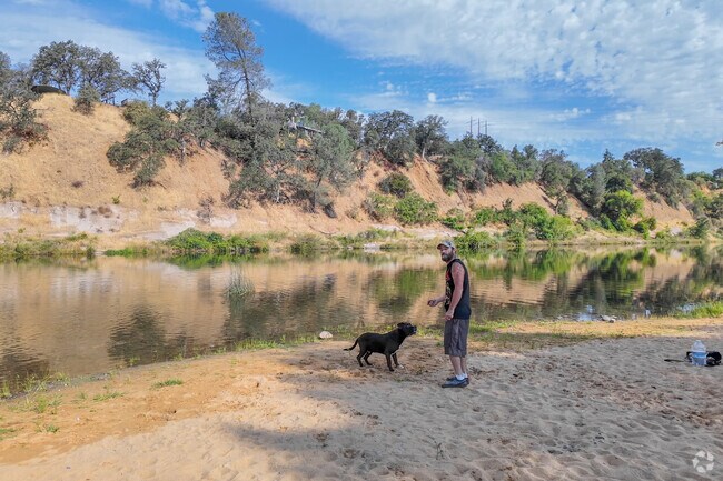Locals walk their dog at Riverbend Park in the Oroville South neighborhood.
