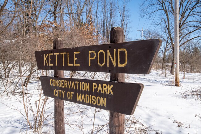 Sign for Kettle Pond, a conservation park in the city of Madison.