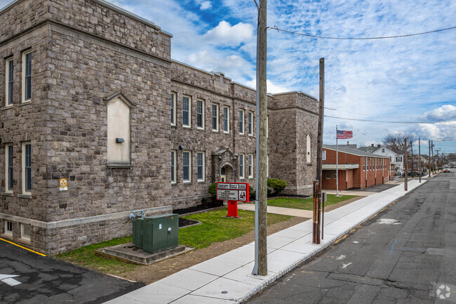 The old building as seen from the street at Community Middle School, Bound Brook, NJ.