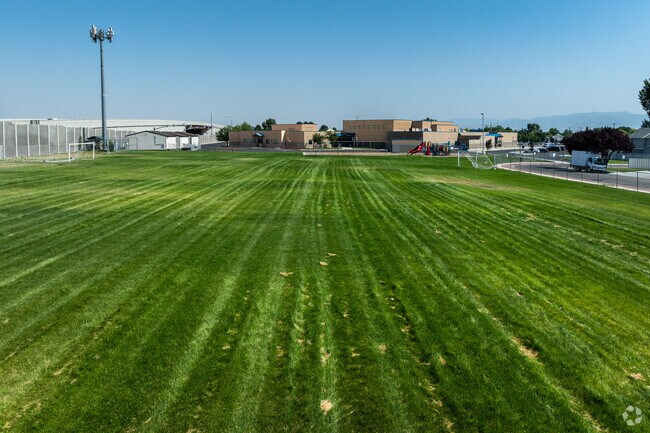 Columbia Elementary School has a long, grassy multi-use field.