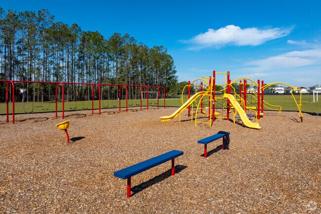 Sawgrass Bay Elementary School students can enjoy the large colorful playground.