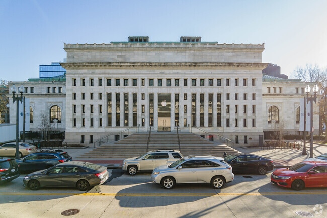 The historical Carnegie Library has been revamped and now serves as a library and Apple store.