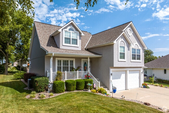 Large two story homes in Bridger often have shaded front porches and two car garages.