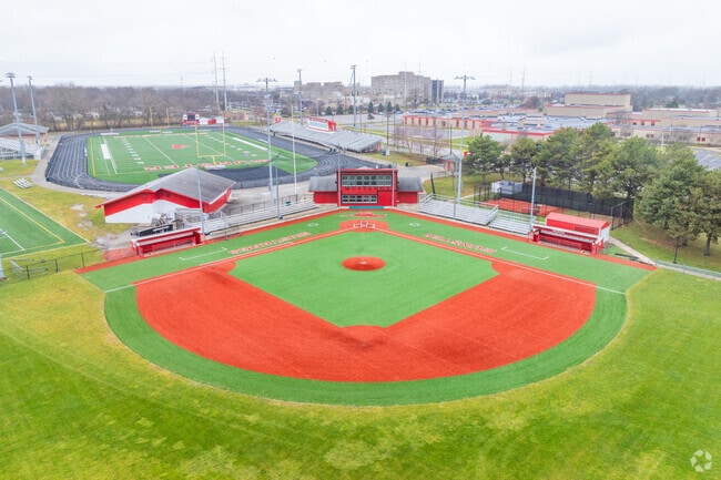 Munster High School has a well maintained baseball field.